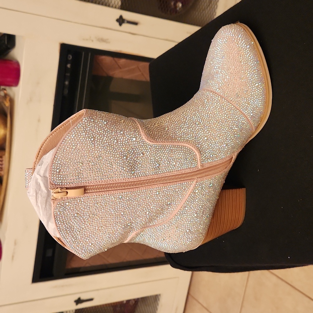 Torrid Silver Ankle Boots with Rhinestones - Picture 3 of 4